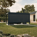 Manual retractable side screen, 16' in anthracite, on an aluminum pergola