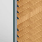 Close-up of the wood-look aluminum slats