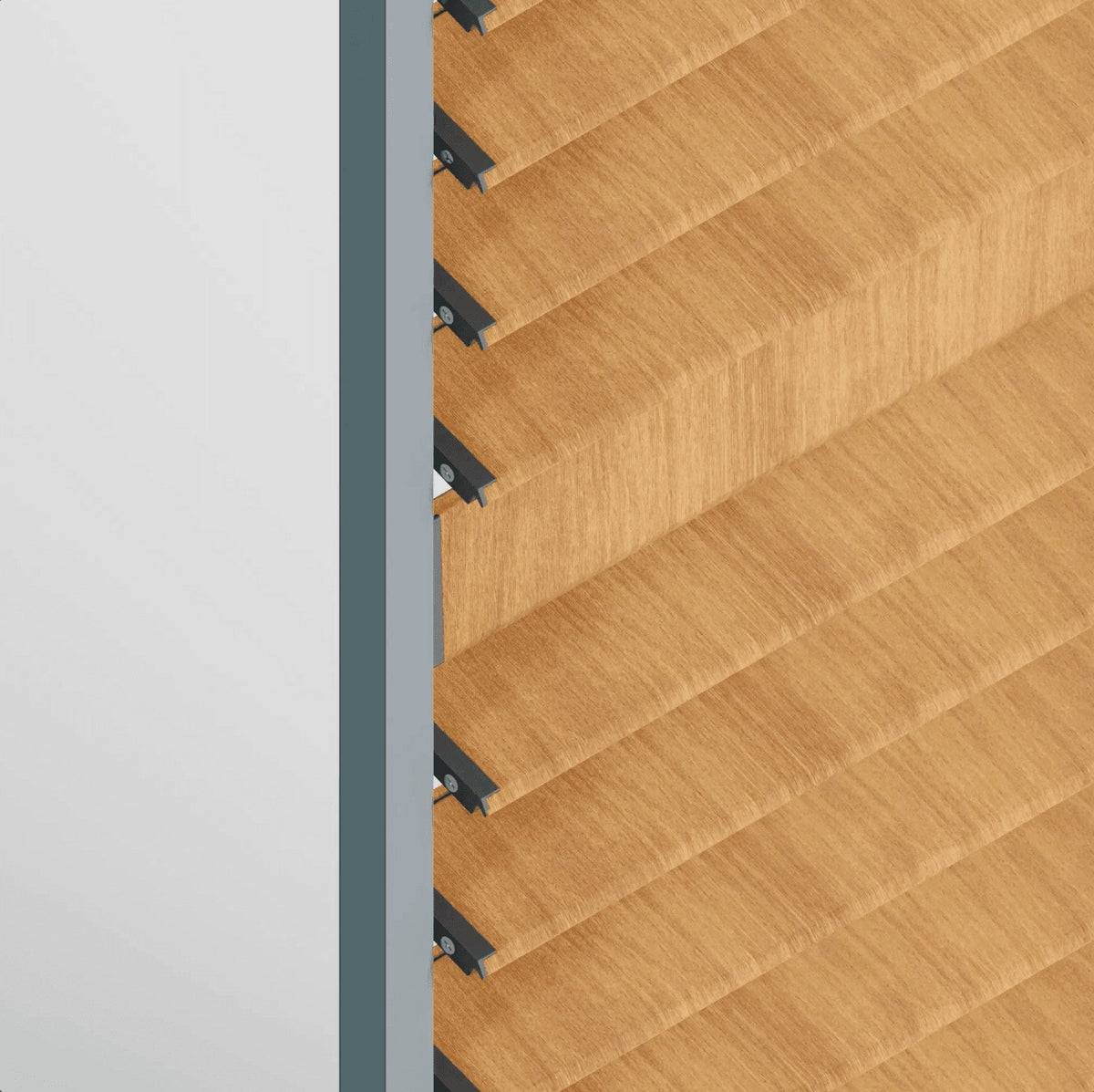 Close-up of the wood-look aluminum slats
